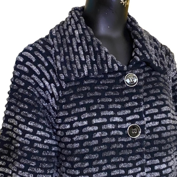 JM Collection Black Gray Cotton Blend Short Coat Size Medium - Picture 2 of 7